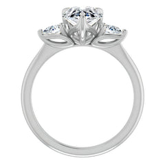 Pear Three Stone Moissanite Engagement Ring