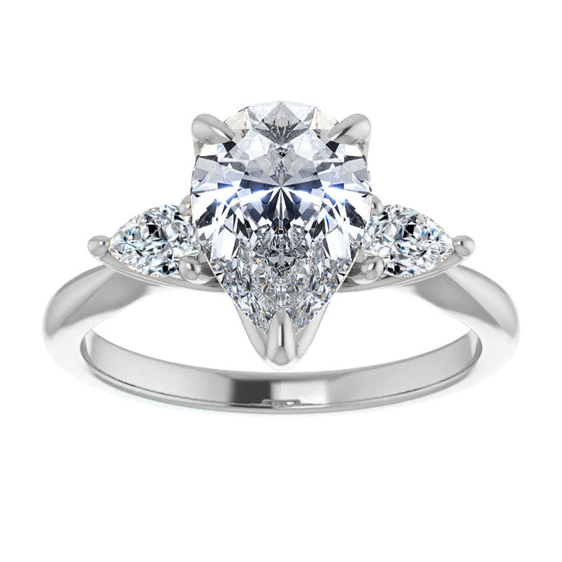 Pear Three Stone Moissanite Engagement Ring