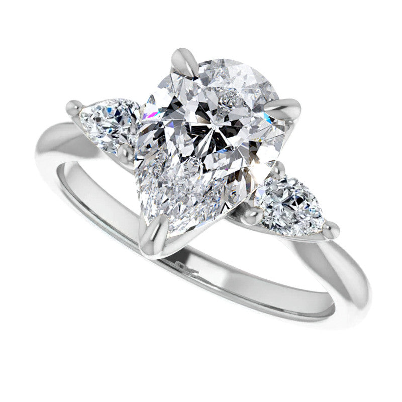 Pear Three Stone Moissanite Engagement Ring