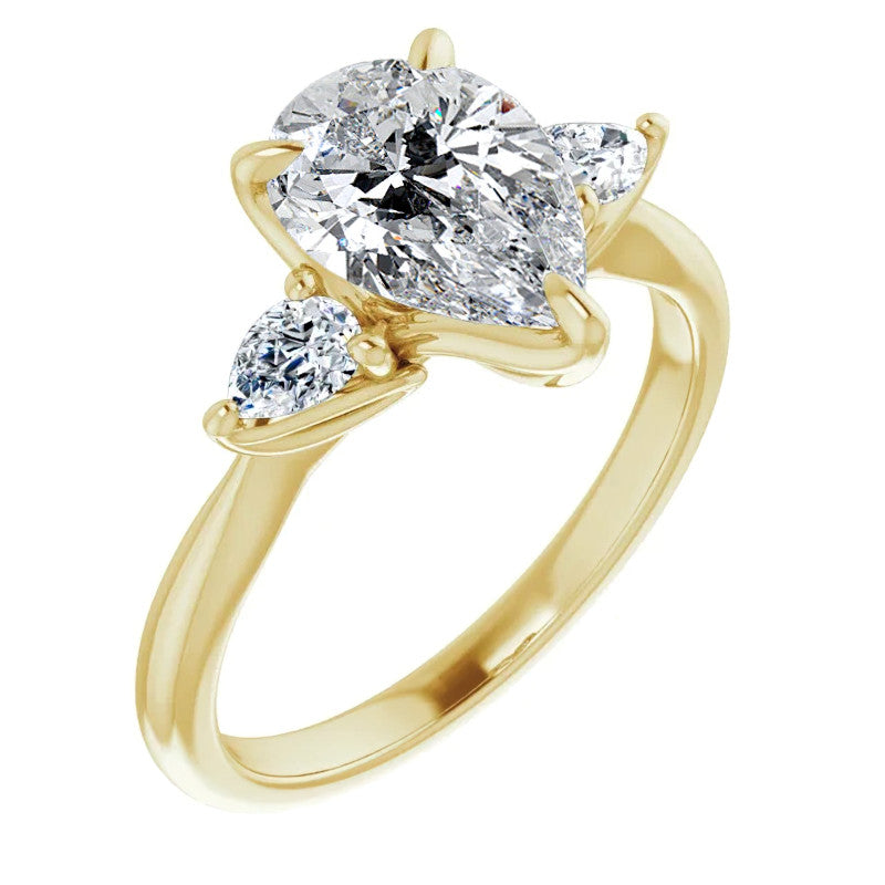 Pear Three Stone Moissanite Engagement Ring