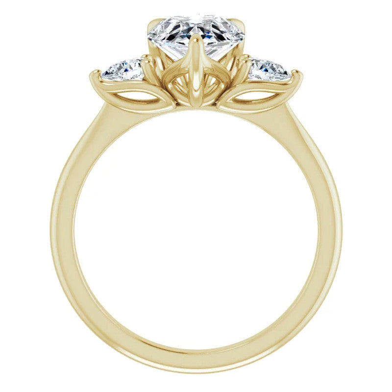 Pear Three Stone Moissanite Engagement Ring