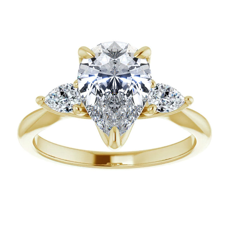 Pear Three Stone Moissanite Engagement Ring