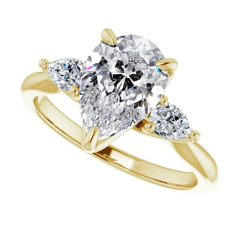 Pear Three Stone Moissanite Engagement Ring