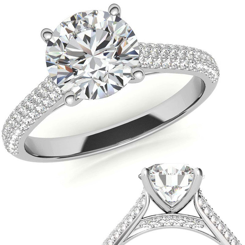 Round Brilliant Pave Cathedral Engagement Ring