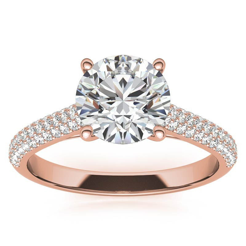 Round Brilliant Pave Cathedral Engagement Ring