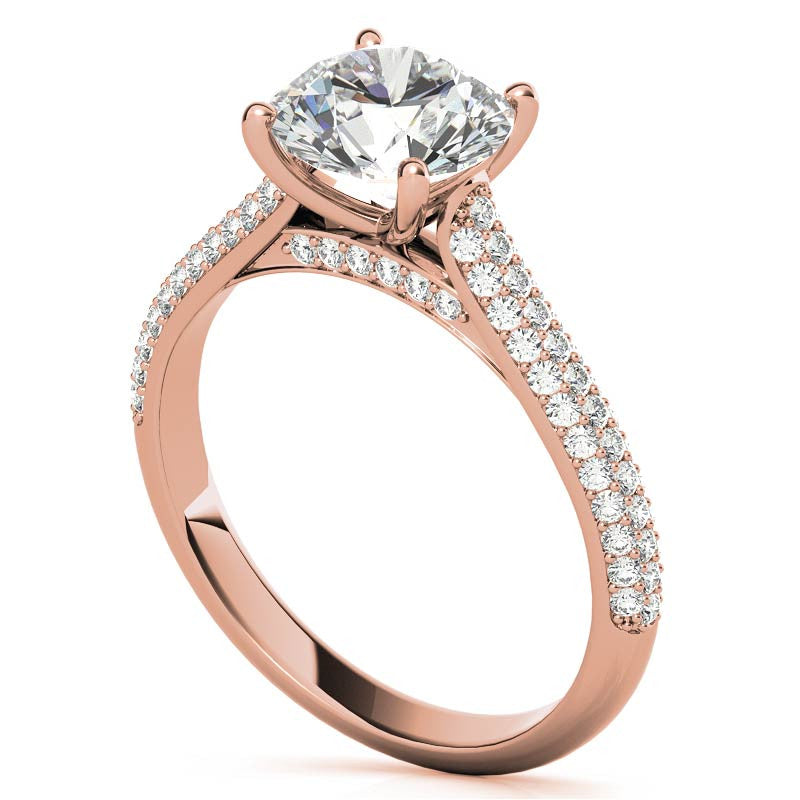 Round Brilliant Pave Cathedral Engagement Ring