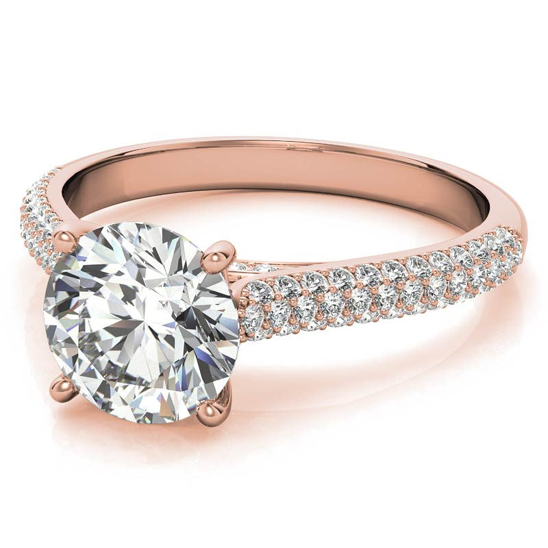 Round Brilliant Pave Cathedral Engagement Ring