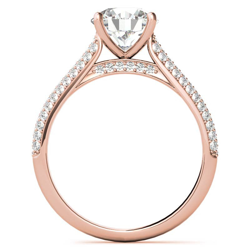 Round Brilliant Pave Cathedral Engagement Ring