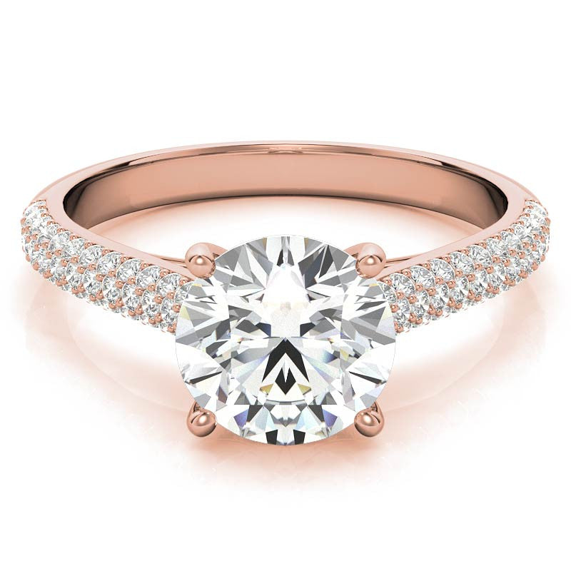 Round Brilliant Pave Cathedral Engagement Ring