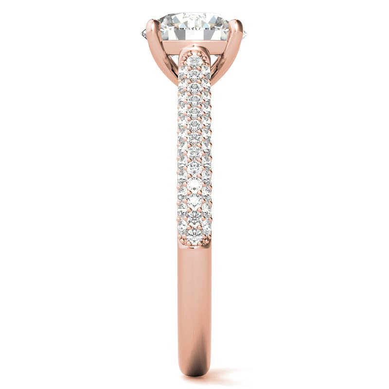 Round Brilliant Pave Cathedral Engagement Ring