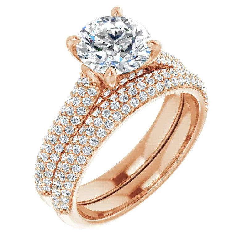 Round Brilliant Pave Cathedral Engagement Ring