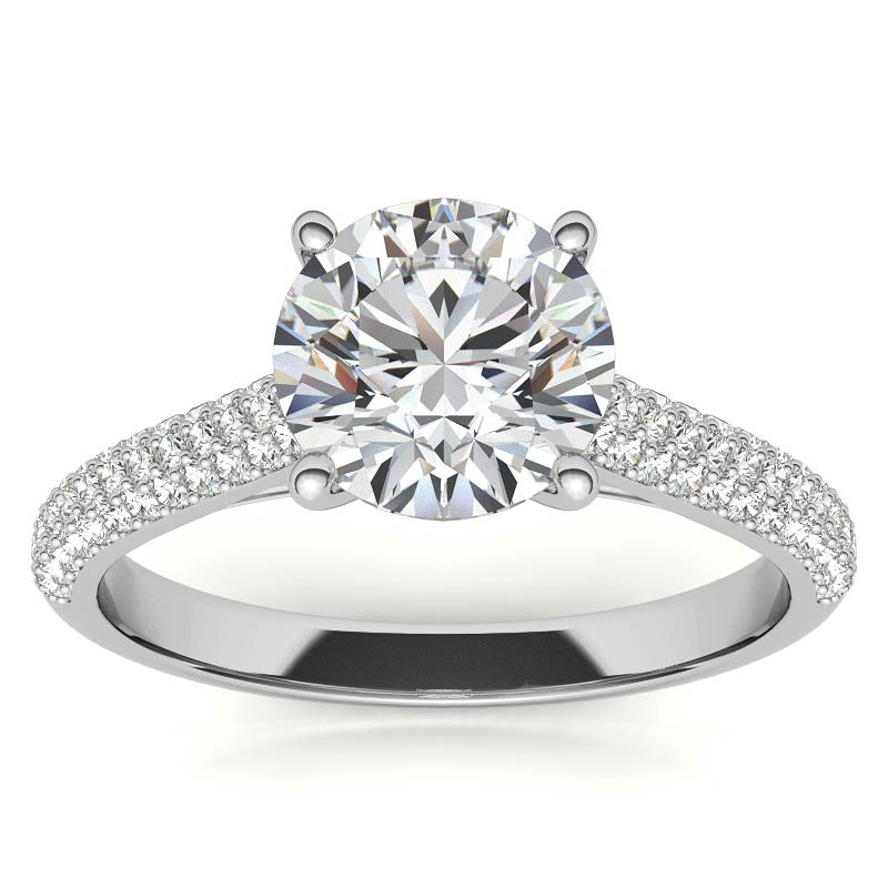 Round Brilliant Pave Cathedral Engagement Ring