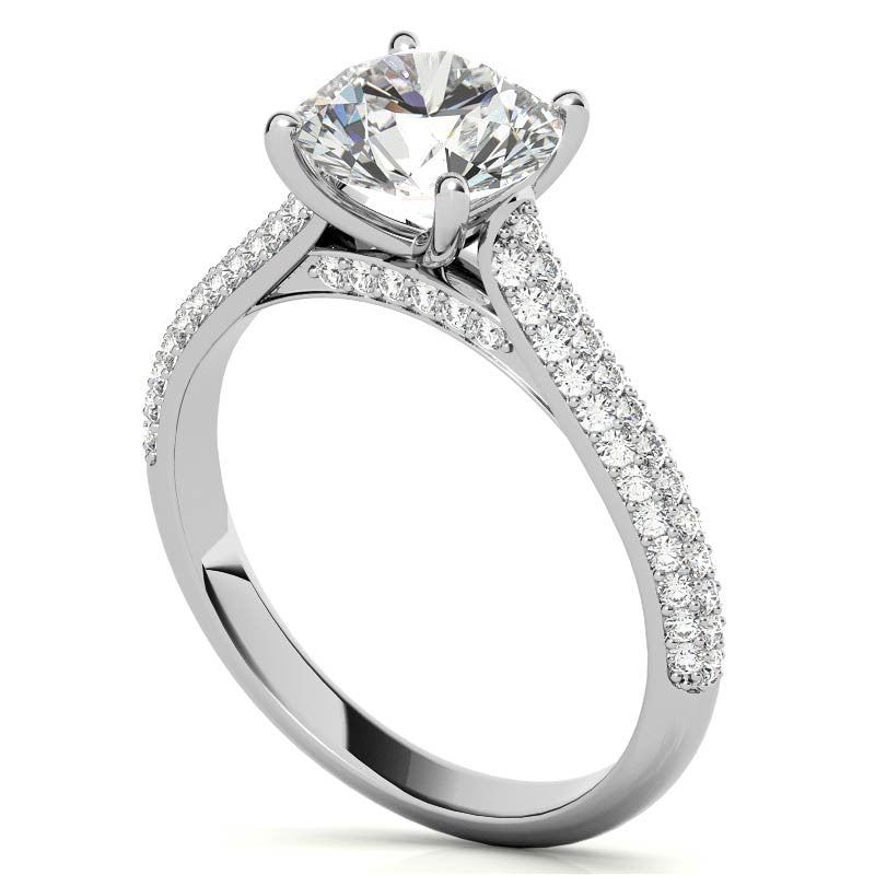 Round Brilliant Pave Cathedral Engagement Ring
