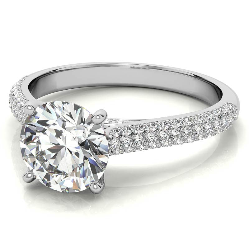 Round Brilliant Pave Cathedral Engagement Ring