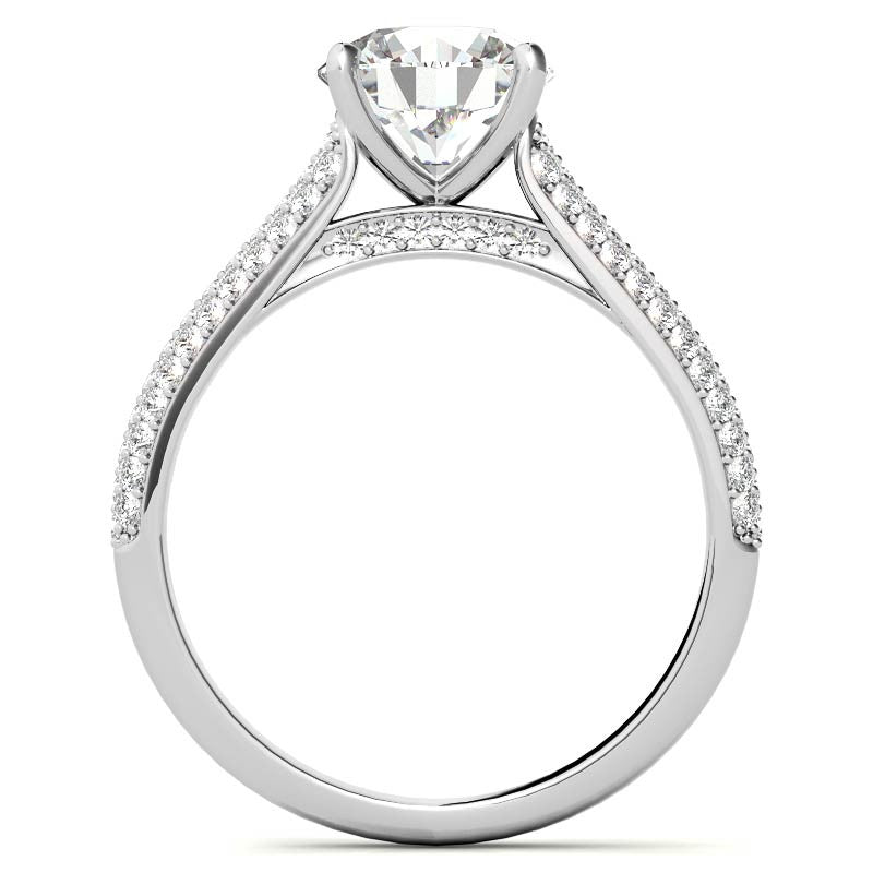 Round Brilliant Pave Cathedral Engagement Ring