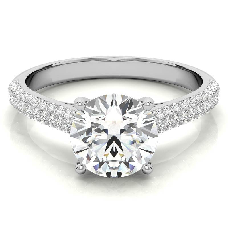 Round Brilliant Pave Cathedral Engagement Ring