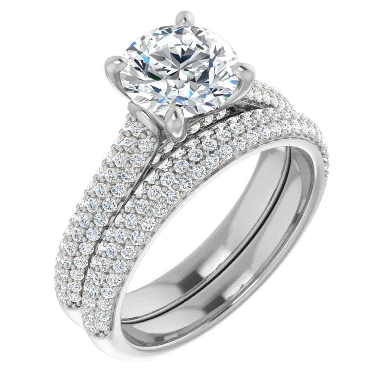 Round Brilliant Pave Cathedral Engagement Ring