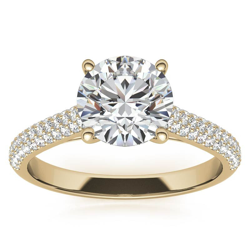 Round Brilliant Pave Cathedral Engagement Ring