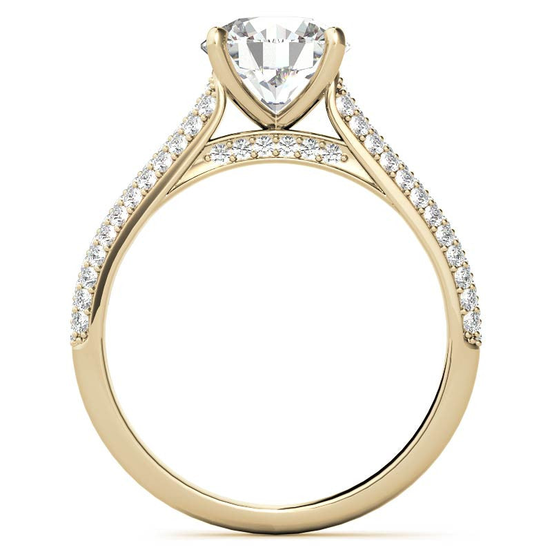 Round Brilliant Pave Cathedral Engagement Ring