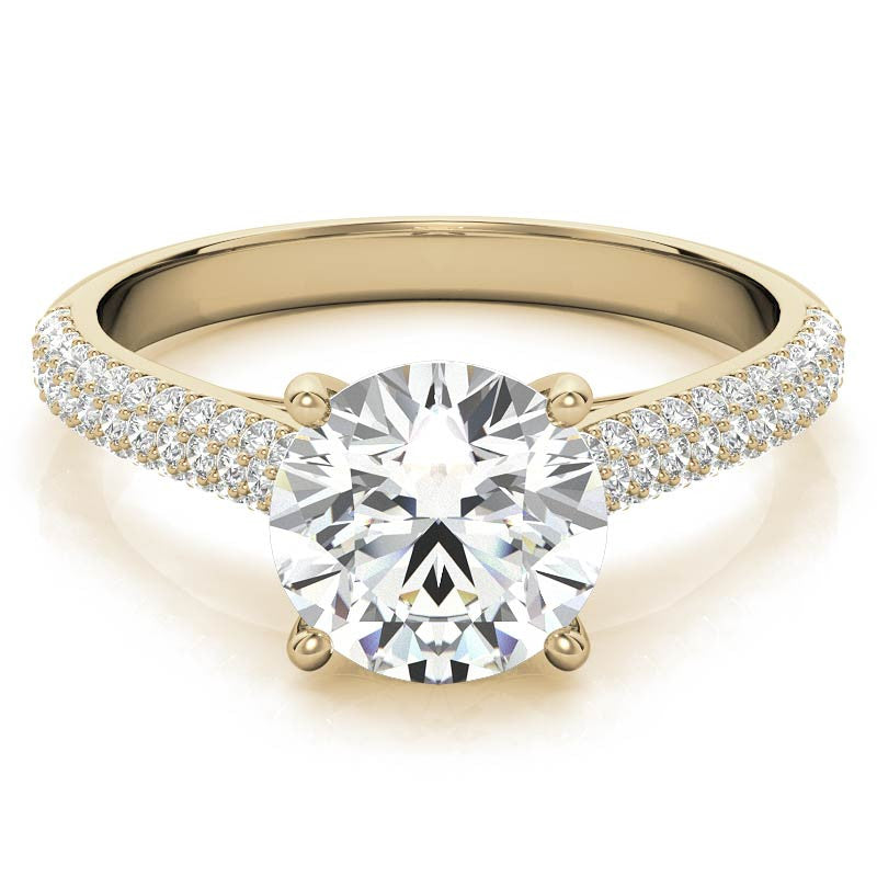 Round Brilliant Pave Cathedral Engagement Ring
