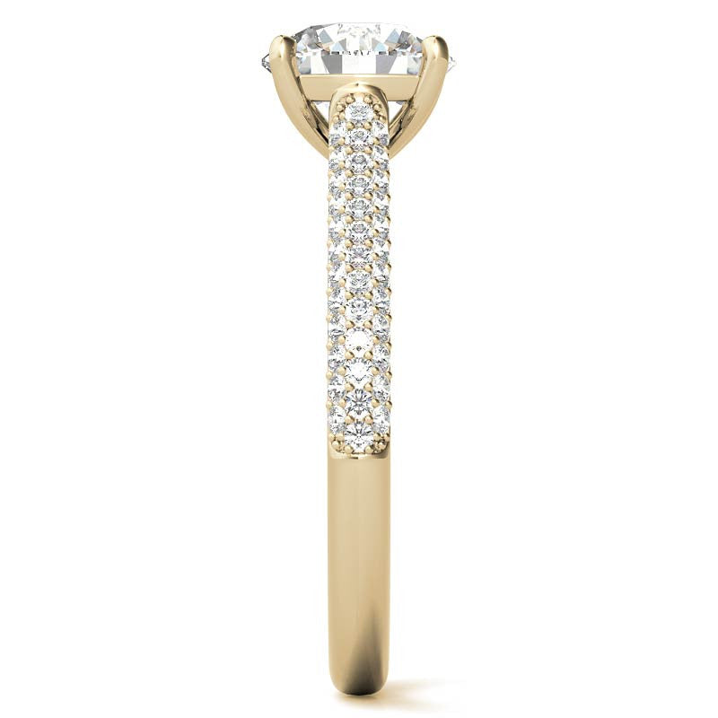 Round Brilliant Pave Cathedral Engagement Ring