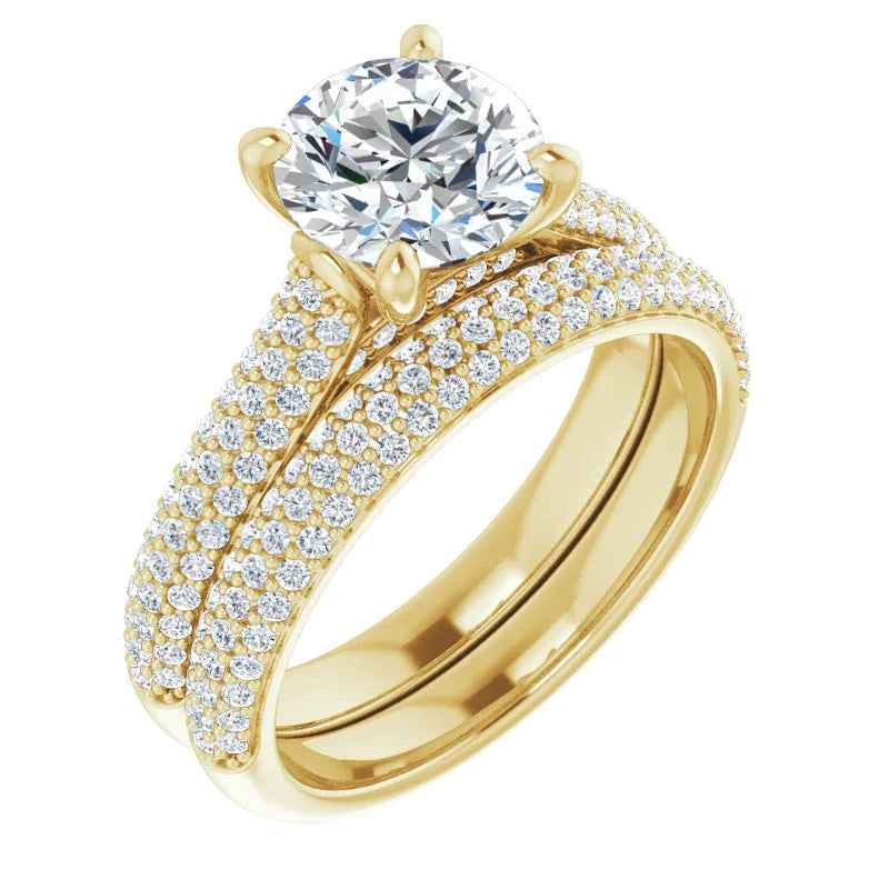 Round Brilliant Pave Cathedral Engagement Ring