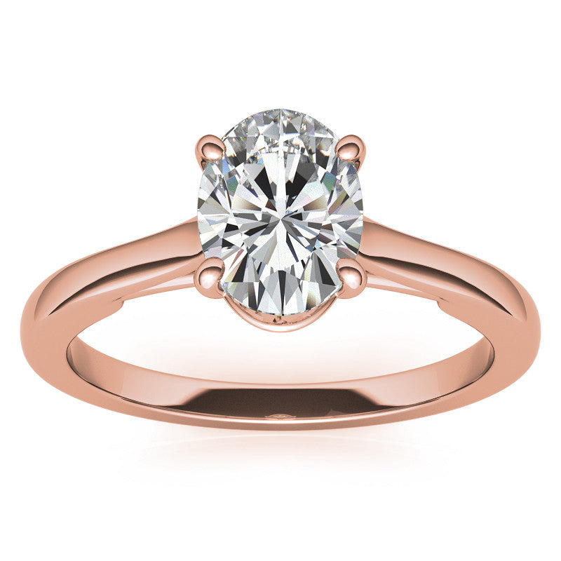 Oval Solitaire Engagement Ring with Bow Accent