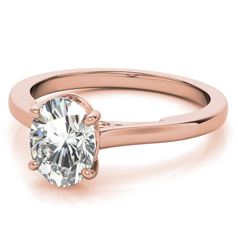 Oval Solitaire Engagement Ring with Bow Accent