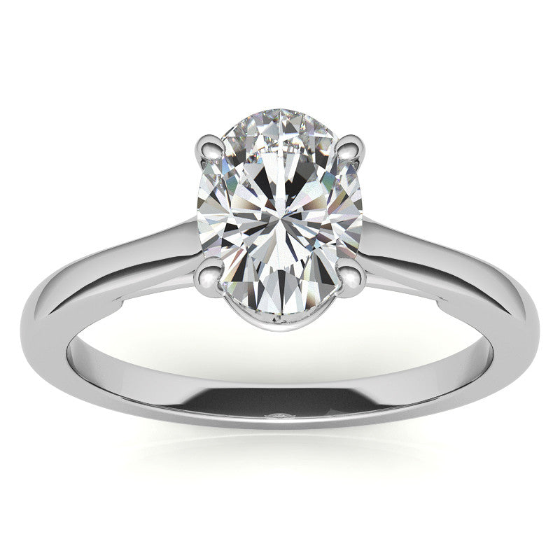 Oval Solitaire Engagement Ring with Bow Accent