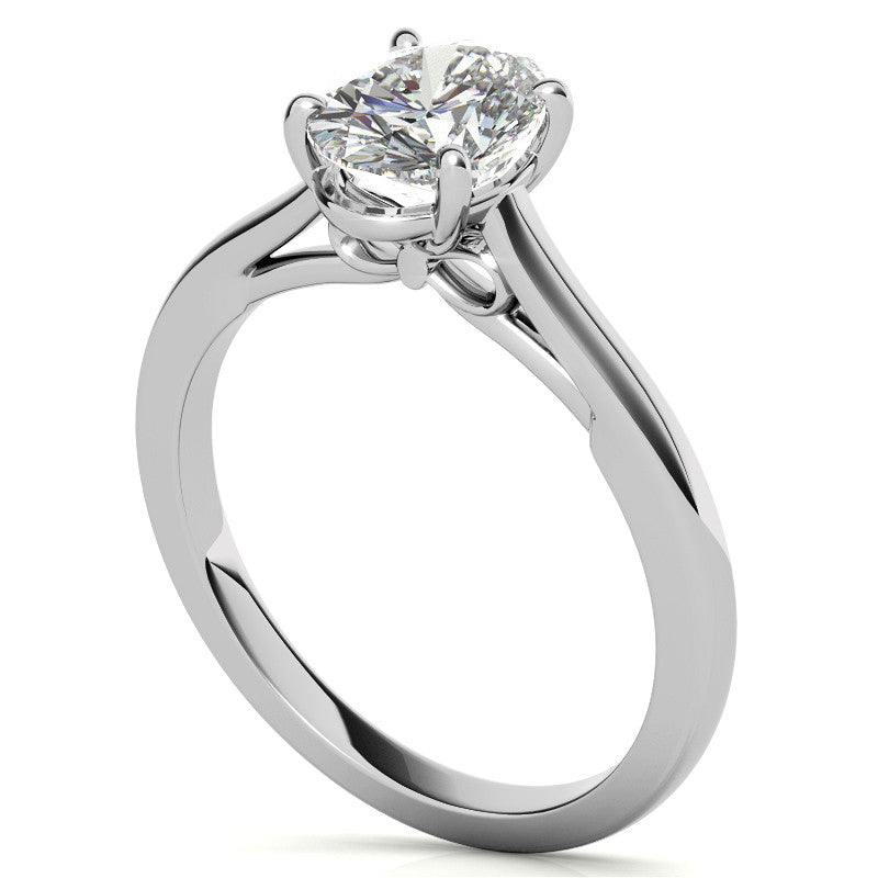 Oval Solitaire Engagement Ring with Bow Accent