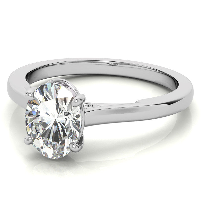Oval Solitaire Engagement Ring with Bow Accent
