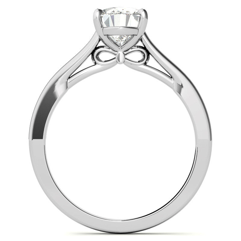 Oval Solitaire Engagement Ring with Bow Accent