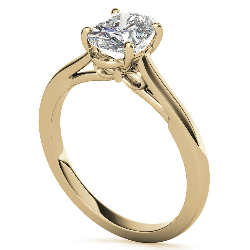 Oval Solitaire Engagement Ring with Bow Accent