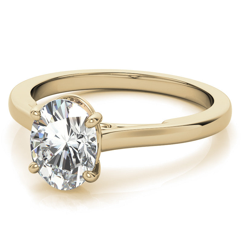 Oval Solitaire Engagement Ring with Bow Accent