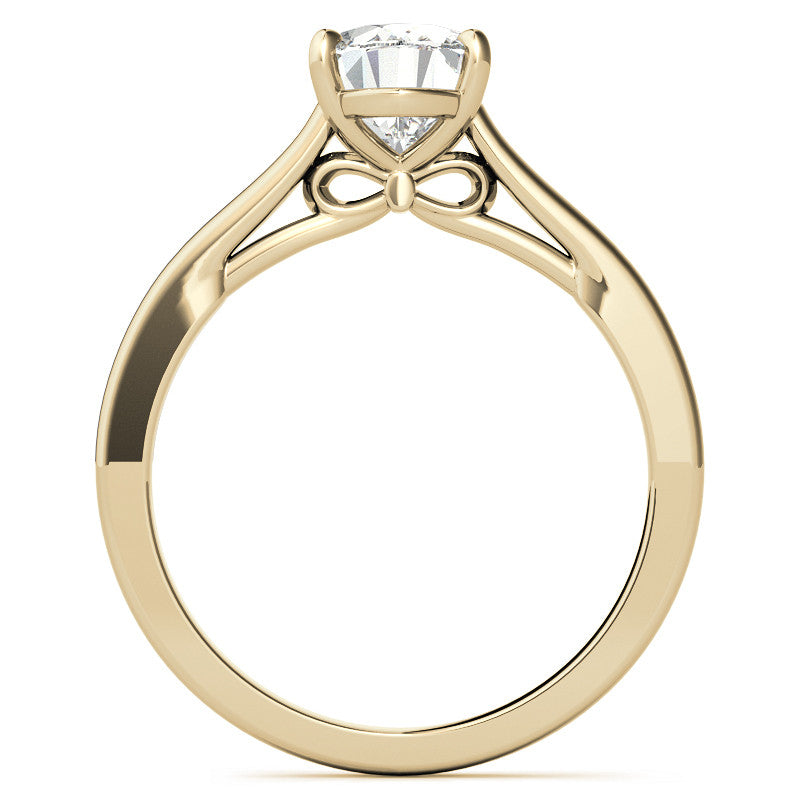 Oval Solitaire Engagement Ring with Bow Accent