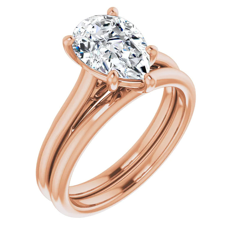 Pear Moissanite Infinity Cathedral Solitaire Ring