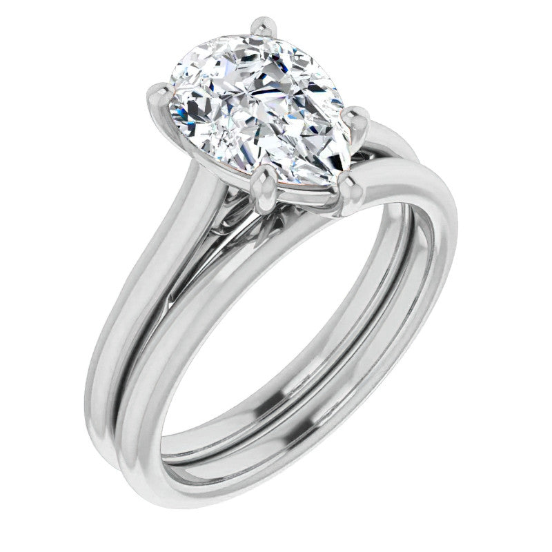 Pear Moissanite Infinity Cathedral Solitaire Ring