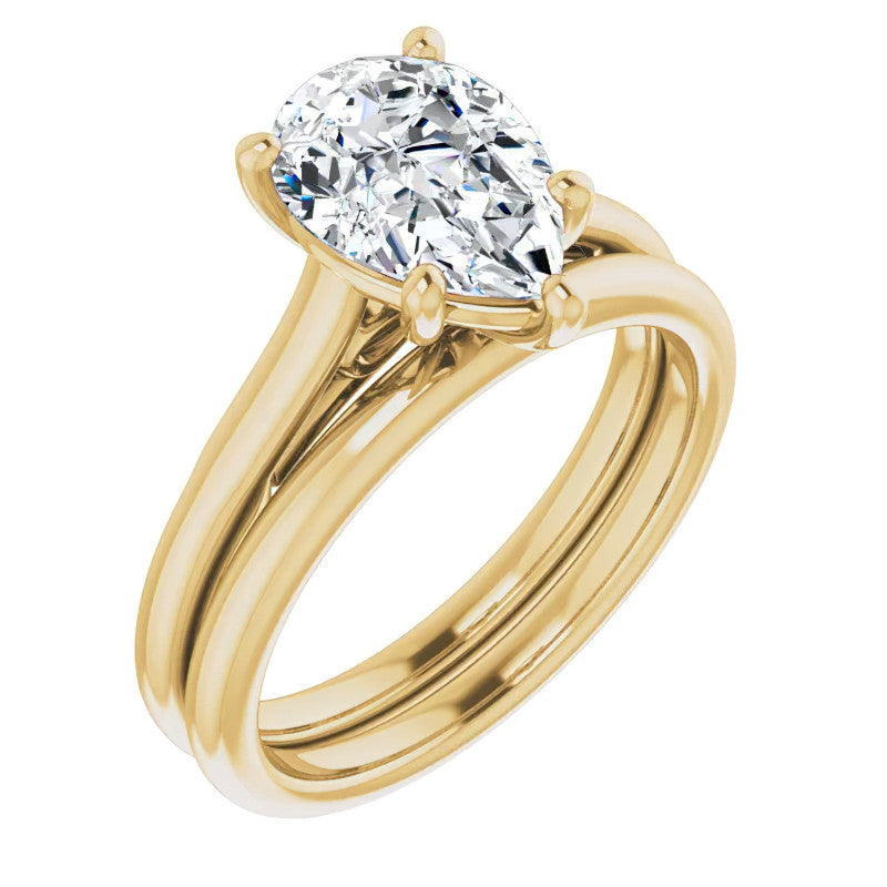 Pear Moissanite Infinity Cathedral Solitaire Ring