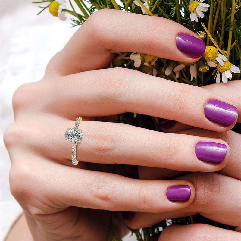 Oval Moissanite Trellis Engagement Ring