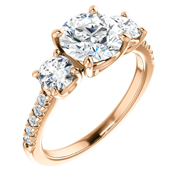 Round Brilliant Moissanite 3-Stone Engagement Ring