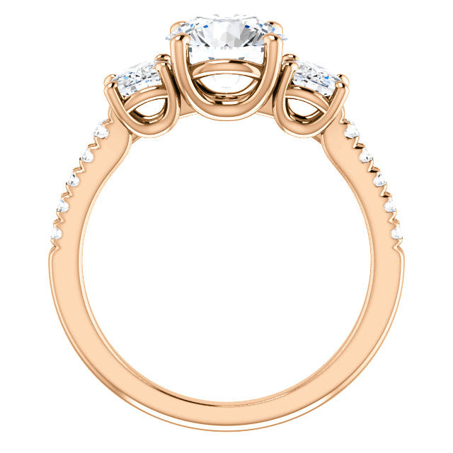 Round Brilliant Moissanite 3-Stone Engagement Ring