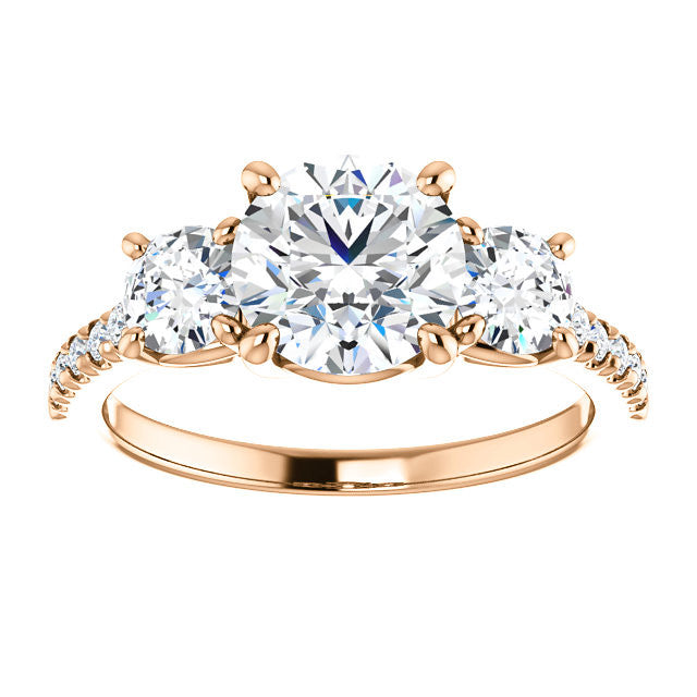 Round Brilliant Moissanite 3-Stone Engagement Ring