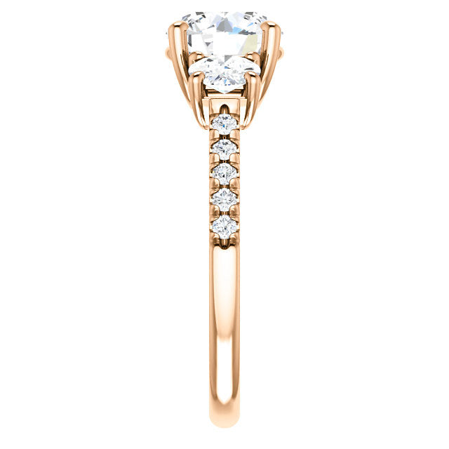 Round Brilliant Moissanite 3-Stone Engagement Ring
