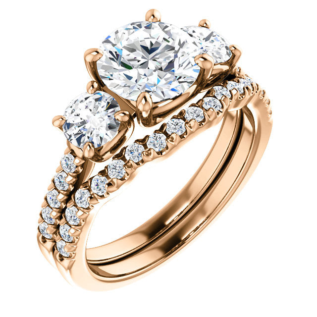 Round Brilliant Moissanite 3-Stone Engagement Ring
