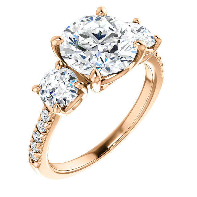 Round Brilliant Moissanite 3-Stone Engagement Ring