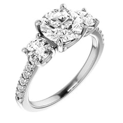 Round Brilliant Moissanite 3-Stone Engagement Ring