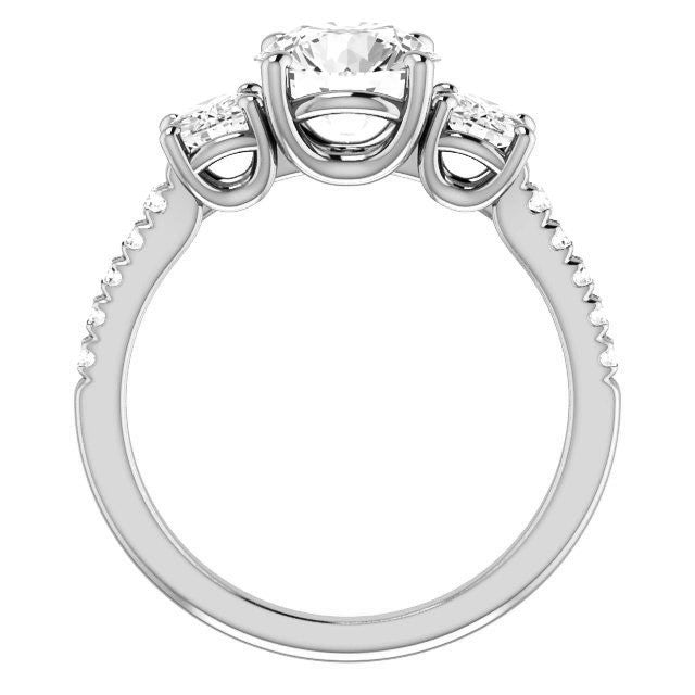 Round Brilliant Moissanite 3-Stone Engagement Ring