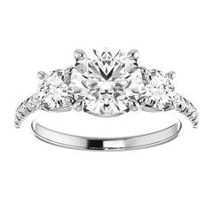 Round Brilliant Moissanite 3-Stone Engagement Ring