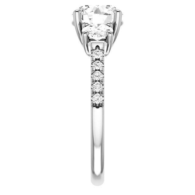 Round Brilliant Moissanite 3-Stone Engagement Ring