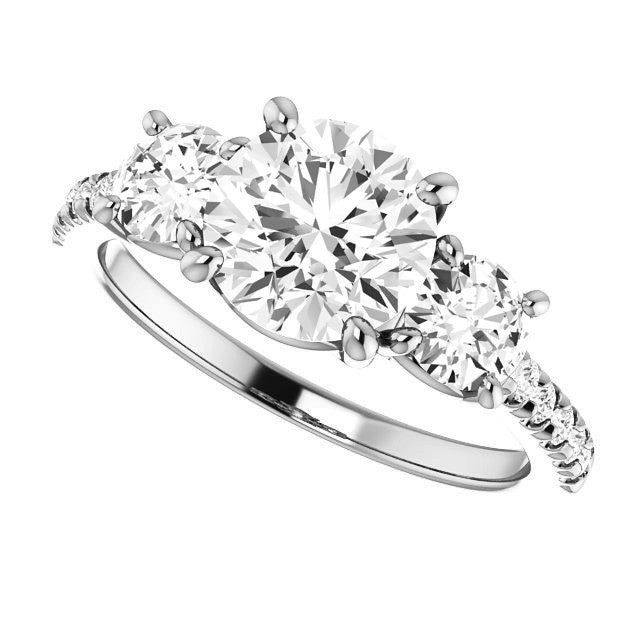 Round Brilliant Moissanite 3-Stone Engagement Ring
